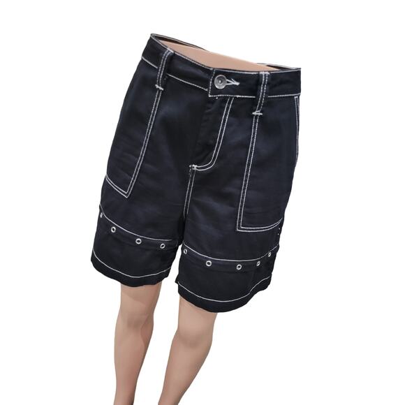 Hot Topic Grommet Carpenter Shorts Size 28 Women’s Black Punk Goth Streetwear - Picture 3 of 10